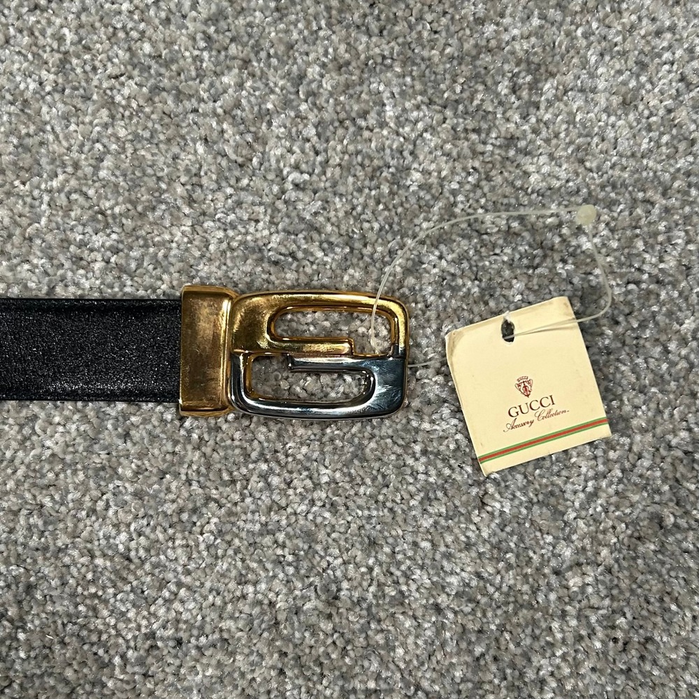 Gucci Accessory Collection Reversible Leather Belt Black Brown G Buckle 036/9231 - Picture 1 of 4